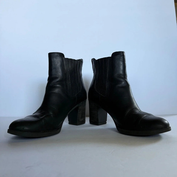 Timberland Atlantic Heights Black Leather‎ Chelsea Boots Block Heel Size 8 - Picture 6 of 12